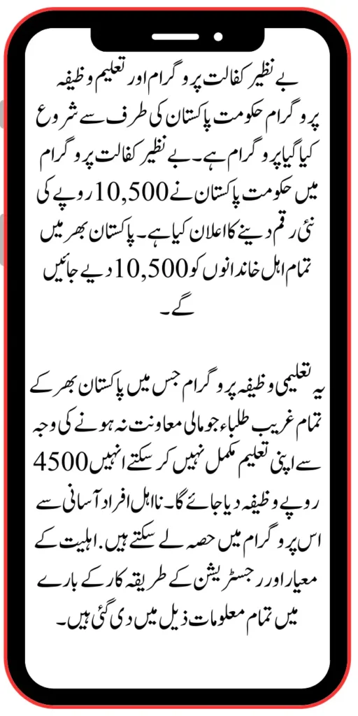 Benazir Kafaalat and Taleemi Wazifa