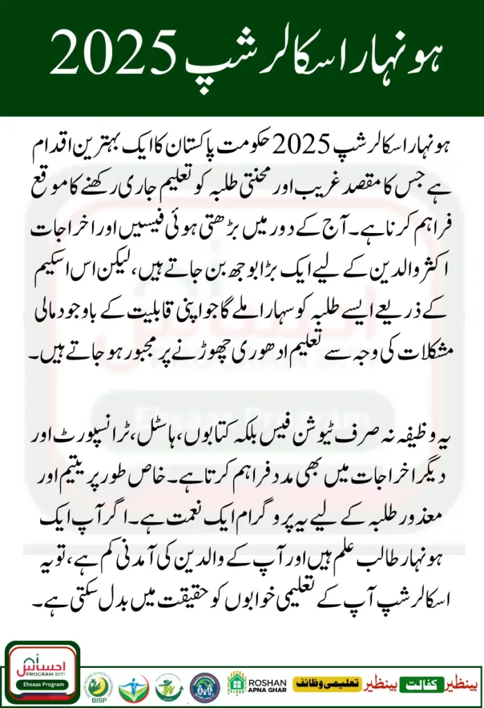 Honhaar Scholarship 2025 Online Apply, Documents Needed and Student Benefits